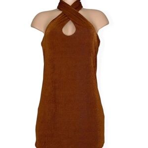 With Jean Lena Halter Dress in Brown